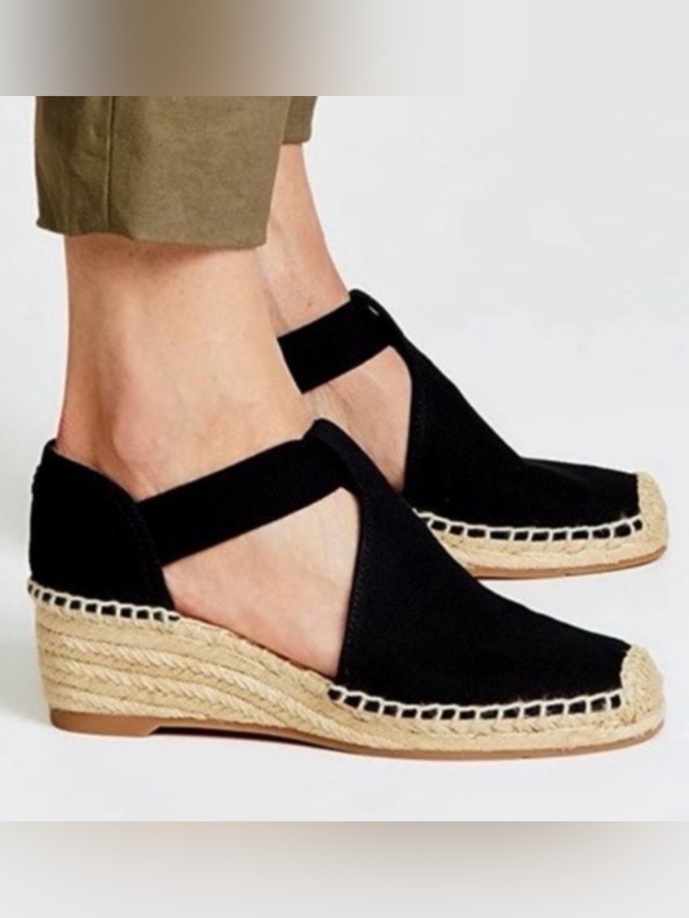 Tory Burch Catalina Espadrille Wedge Sandals; black; size 9; very good condition
